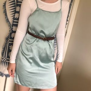 Teal silk dress